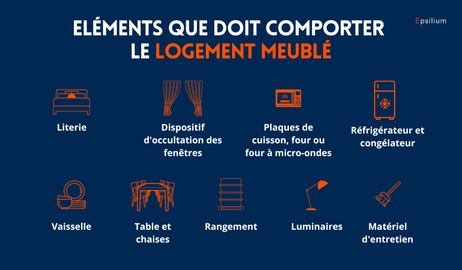 Elements d'ameublement que comporte un bien meublé